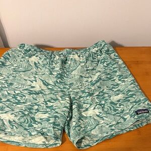 Patagonia Men's Teal Patterned Swim Trunks